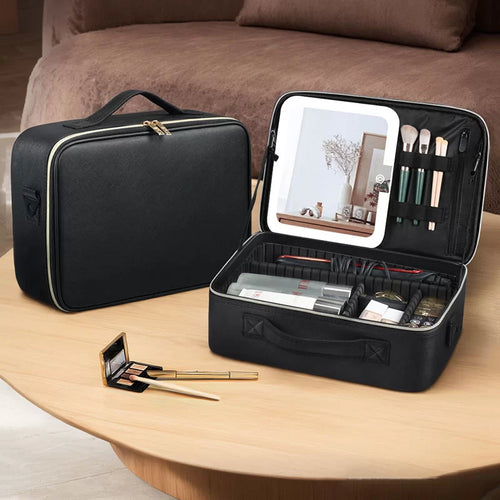 LED Mirror Cosmetic Case – Large Makeup Storage Bag