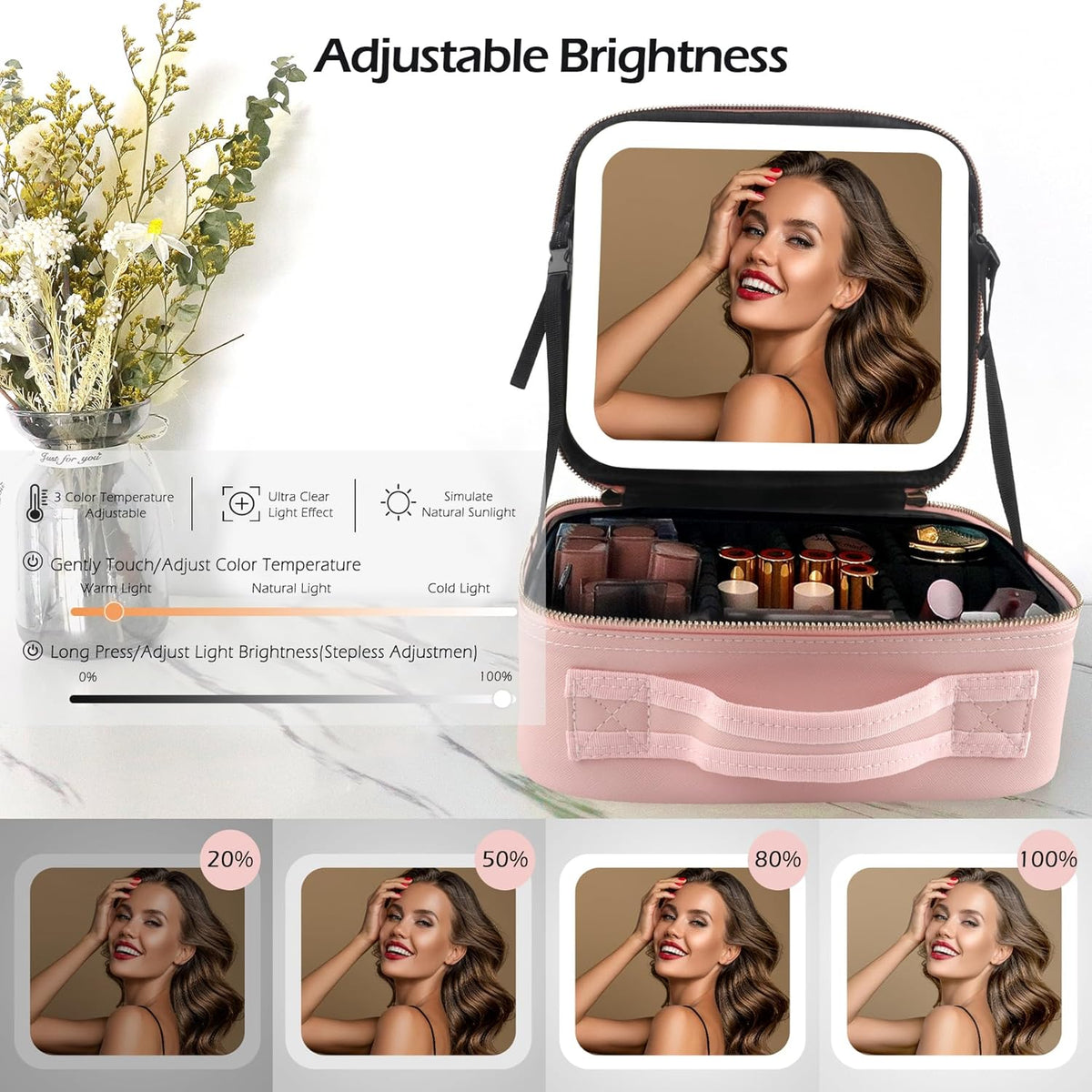 LED Mirror Cosmetic Case – Large Makeup Storage Bag