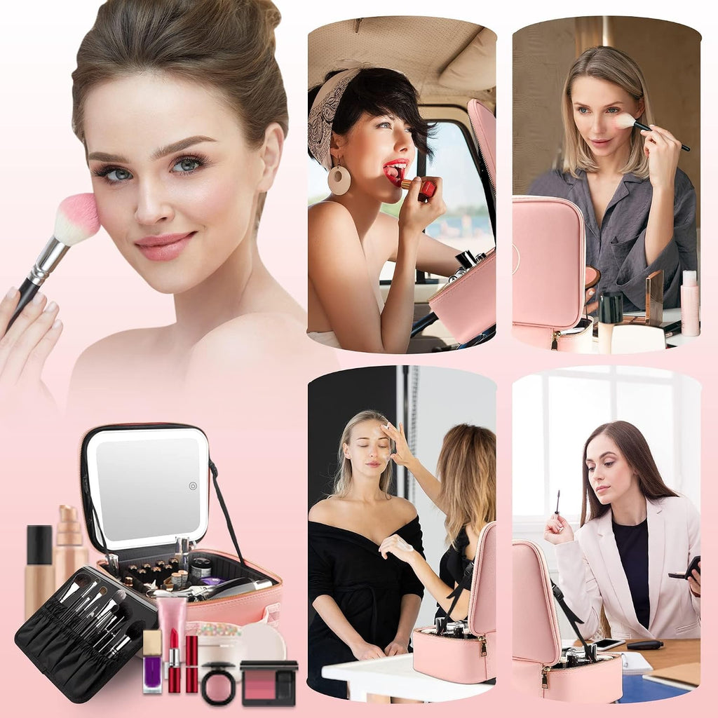 LED Mirror Cosmetic Case – Large Makeup Storage Bag